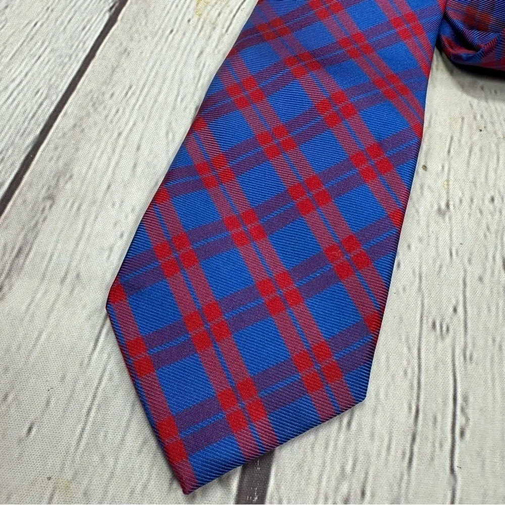 tommy hilfiger Blue and Red Plaid Men's silk Tie